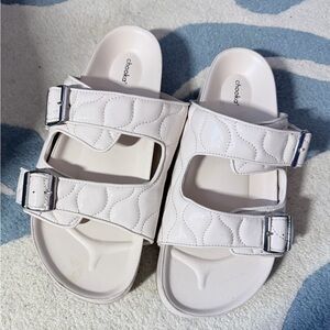 Chooka White Slide Sandals with Buckles